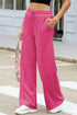 Terry Knit Drawstring Smocked Waist Wide Leg Sweatpants